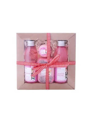Víkendová Akce BOTANICO Dárková sada RŮŽE šampon/balzám 200 ml, sprchový gel 200 ml, balistik do koupele 50 g, glycerínové mýdlo 200 g 4 ks