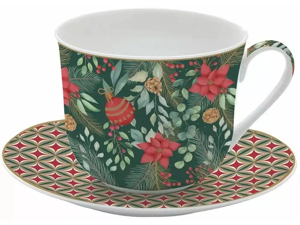 Přímo Od Výrobce Easy Life Porcelánový hrnek s podšálkem Christmas Joy 400 ml