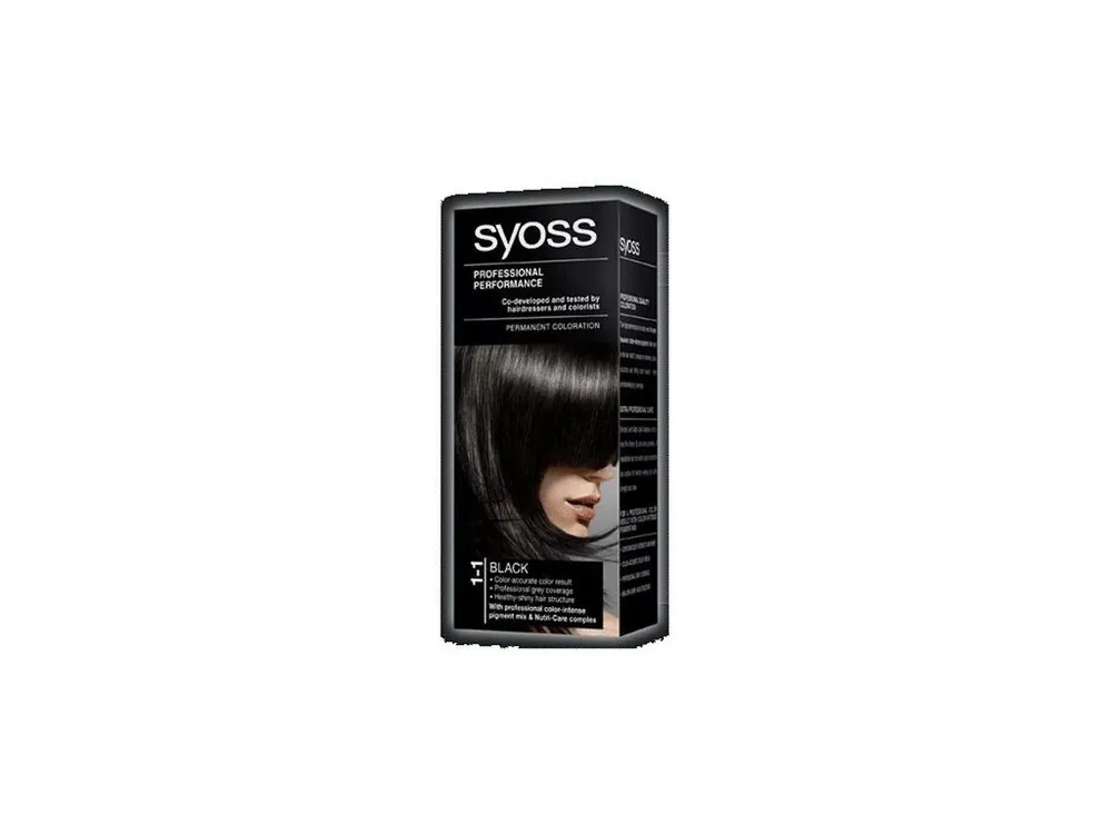 SYOSS Professional Permanentní barva na vlasy Black - černá 1-1 Akční Nabídka