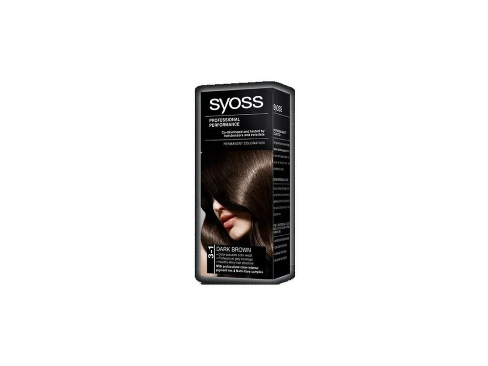 SYOSS Professional Permanentní barva na vlasy Dark Brown - tmavě hnědá 3-1 Levný