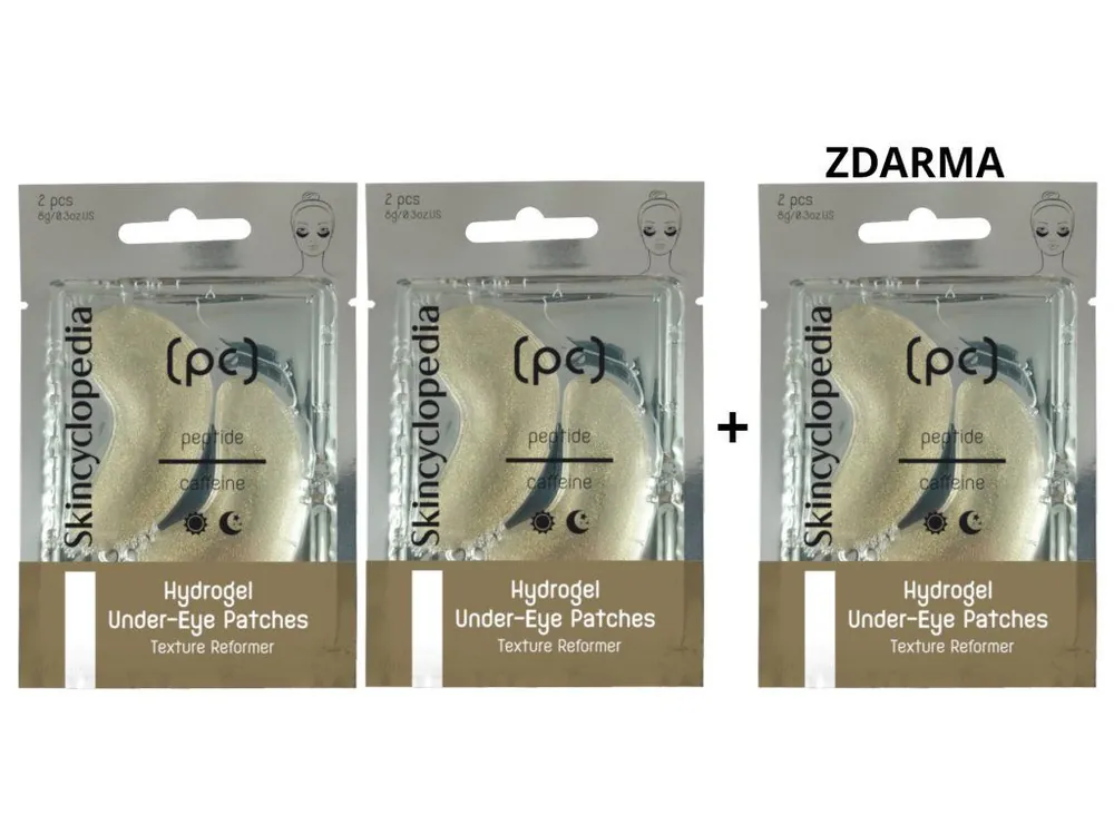 Skincyclopedia AKCE 2+1 ZDARMA Hydrogelové oční masky s kofeinem a peptidy 3 páry/6 kusů Pouze Dnes
