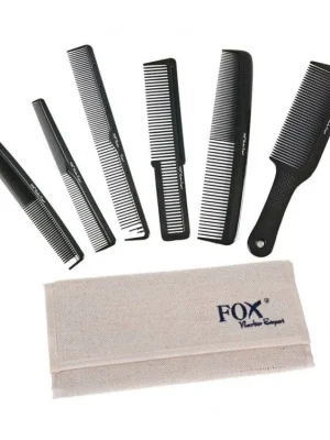 Zlevněný FOX Barber Expert Sada profesionálních hřebenů na vlasy - lněné pouzdro