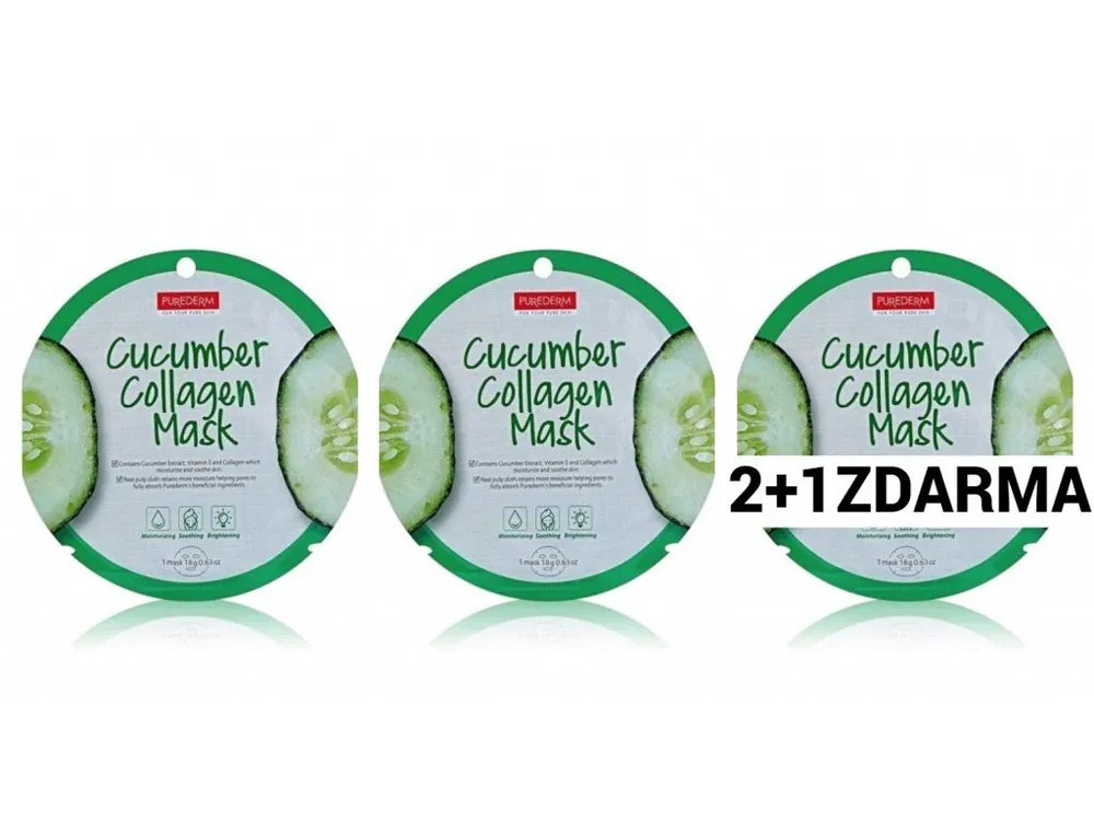 Akční Cena Purederm Textilní kolagenová maska s výtažkem z okurky AKCE 2+1 ZDARMA 3 ks