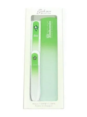 BOHEMIA CRYSTAL Dárková sada skleněných pilníků Swarovski - 90mm, 140mm a na paty - sv. zelená Výhodná Nabídka