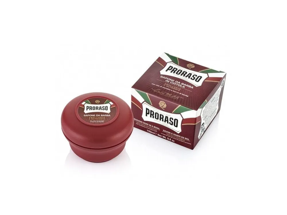 PRORASO Sandalwood Vyživující mýdlo v misce na holení tvrdých vousů - santalové dřevo 150ml Cenově Výhodný
