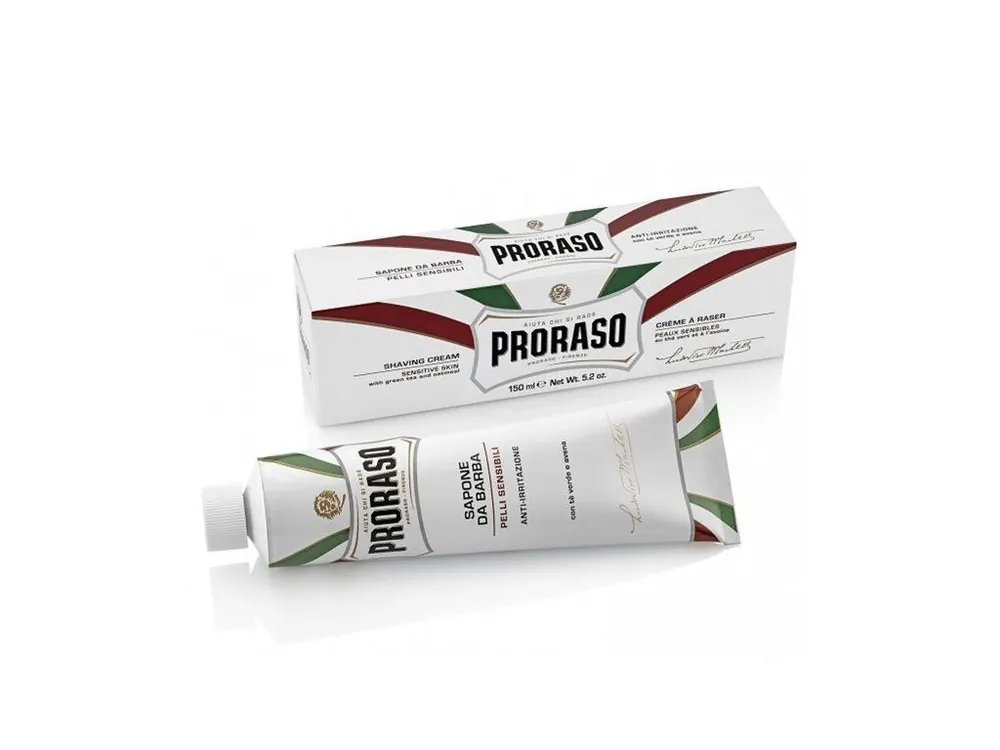 Oblíbený PRORASO Green Tea Vyživující krém na holení pro citlivou pokožku - zelený čaj 150ml