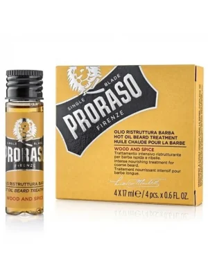 Must-Have PRORASO Wood and Spice Hot Oil 4x17ml - olej na vousy s vůní cedrového dřeva a koření