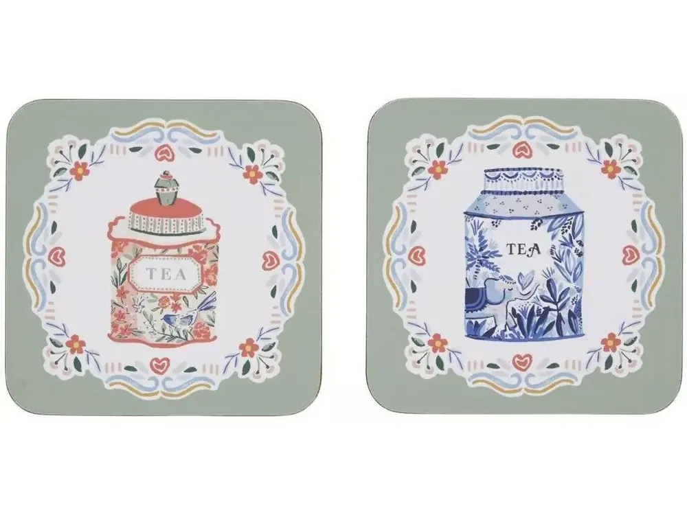 Ulster Weavers Korkové podložky Tea Tins 10,5 x 10,5 cm 4 ks Výhodná Nabídka