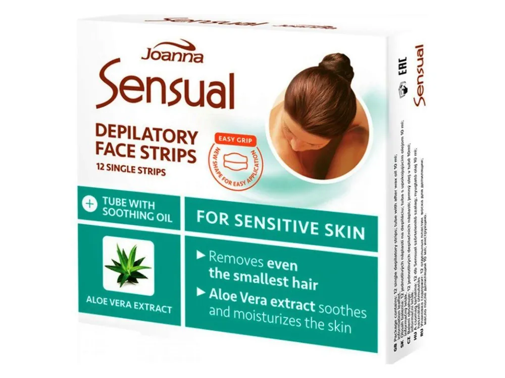 Značkový JOANNA Sensual Depilatory Face ALOE 12ks - voskové depilační náplasti na obličej