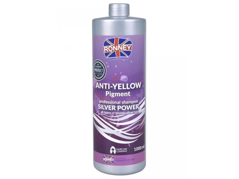 RONNEY Anti-Yellow Silver Power Shampoo 1000ml - šampon na melírované a blond vlasy Nejlepší Volba