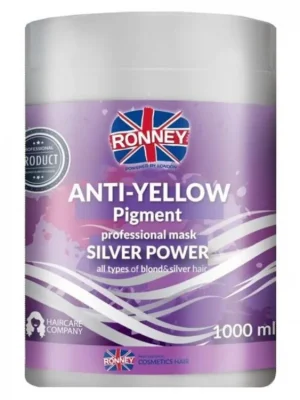 Oblíbený RONNEY Anti-Yellow Silver Power Mask 1000ml - maska proti nežádoucímu žlutému nádechu