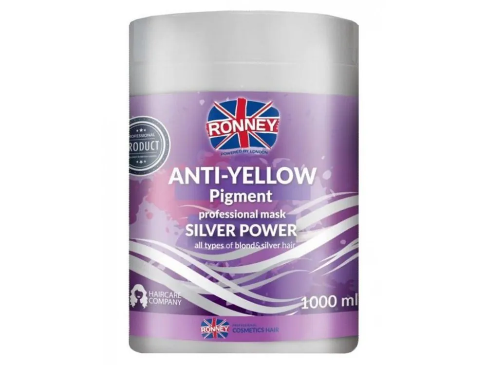 Oblíbený RONNEY Anti-Yellow Silver Power Mask 1000ml - maska proti nežádoucímu žlutému nádechu