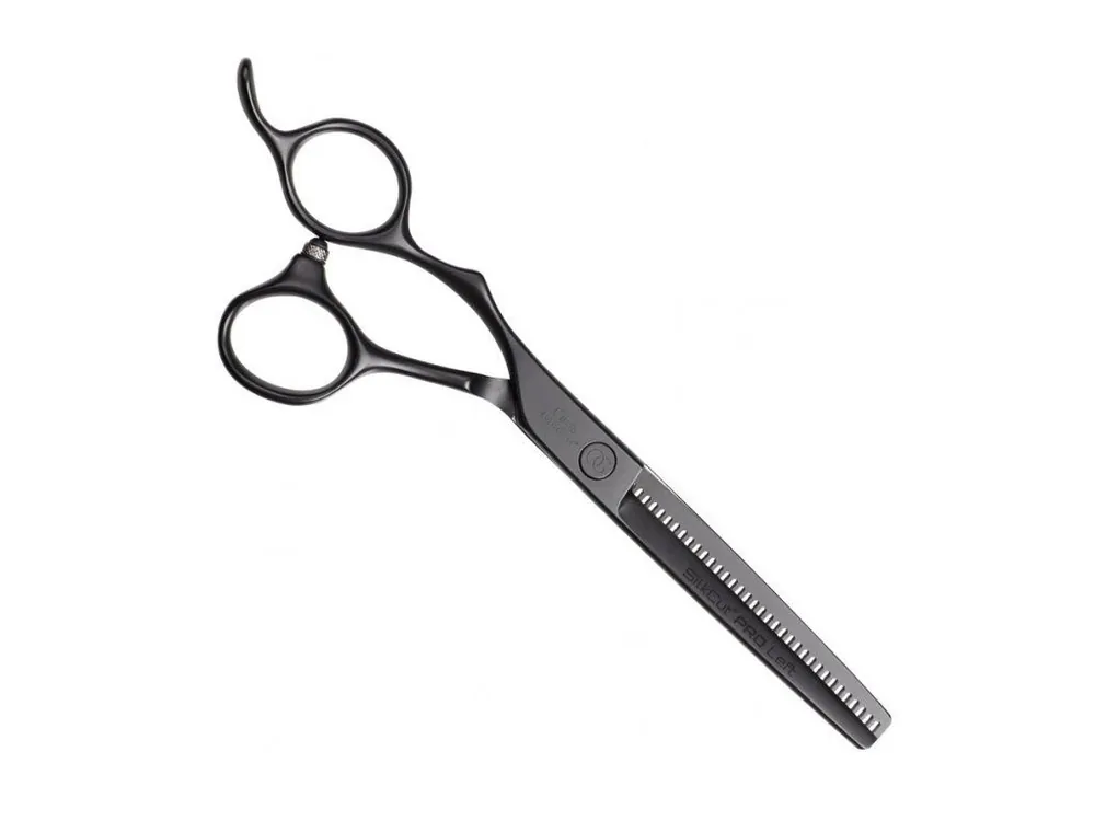 Super Cena OLIVIA GARDEN SilkCut PRO Thinner Matt Black LEFT - efilační nůžky pro leváky - 6,35'