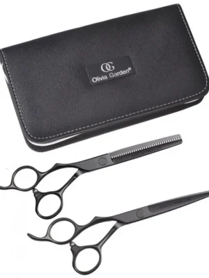 OLIVIA GARDEN SilkCut SET PRO Thinner Matt Black LEFT - sada nůžek pro leváky Doprava Zdarma