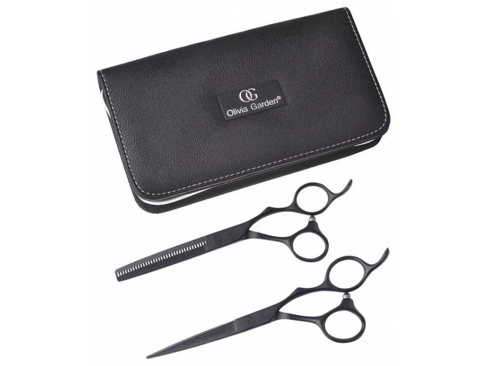 Nejlepší Volba OLIVIA GARDEN SilkCut PRO SHEAR KIT Matt Black 5,75' + 6'35T- sada nůžek pro praváky