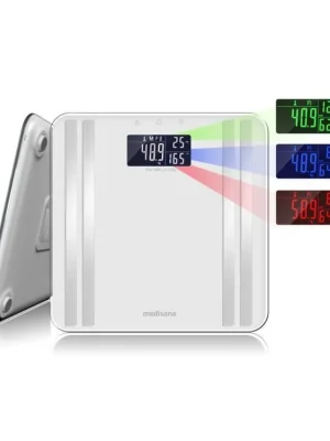 MEDISANA BS 465WH Analytická digitální váha do 180kg s barevným dispejem - bílá Sleva