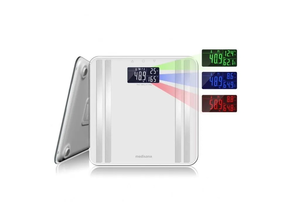 MEDISANA BS 465WH Analytická digitální váha do 180kg s barevným dispejem - bílá Sleva