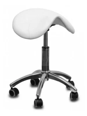Nejlepší Volba SALON KOMPLET Kadeřnický taburet AM-302 Sedlo - ergonomický tvar - bílý