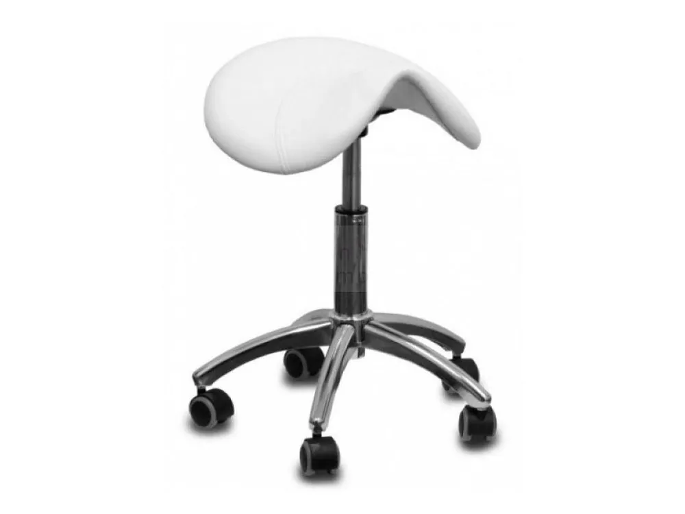 Nejlepší Volba SALON KOMPLET Kadeřnický taburet AM-302 Sedlo - ergonomický tvar - bílý