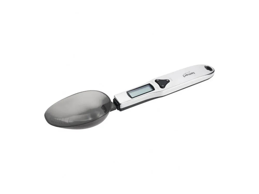 Značkový LAMART LT7034 SPOON nerezová kuchyňská vážící lžíce s plastovou s miskou - přesnost 0,1g
