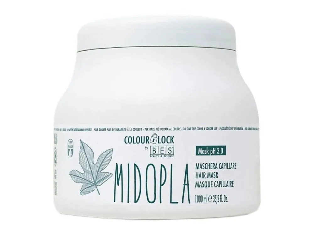 Tovární Cena BES Colour Lock Maschera Midopla pH 3,0 - regenerační maska na vlasy pro fixaci barvy 1000ml