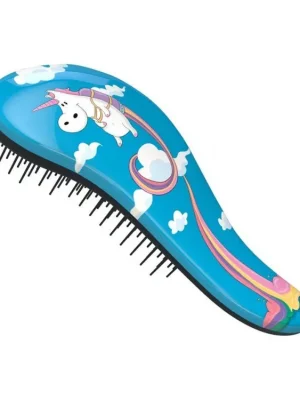DTANGLER Unicorn Blu Profesionální kartáč s rukojetí na rozčesání vlasů - modrý jednorožec Nejlepší Volba