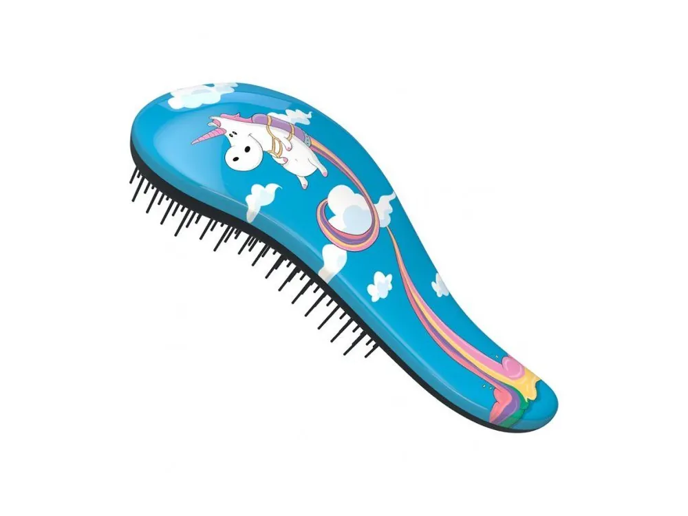 DTANGLER Unicorn Blu Profesionální kartáč s rukojetí na rozčesání vlasů - modrý jednorožec Nejlepší Volba