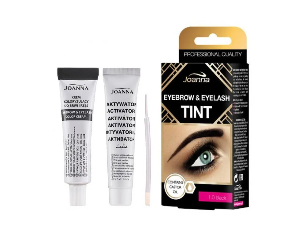 Autentický JOANNA TINT 1.0 BLACK - krémová barva na řasy a obočí + aktivátor - černá