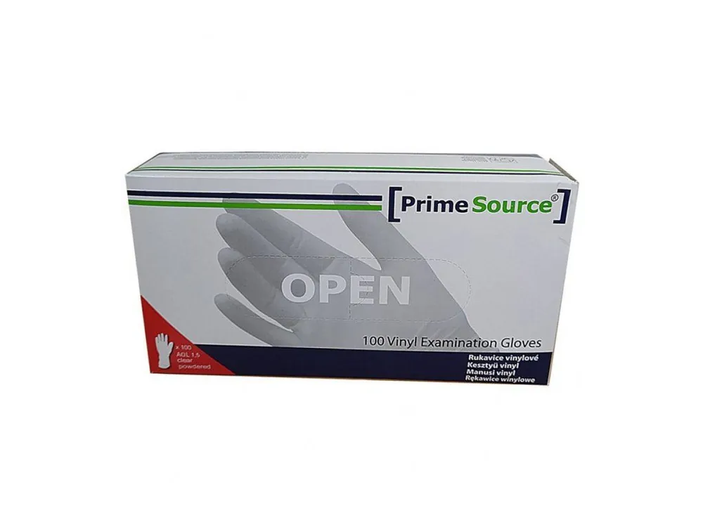 Výprodej PRIME SOURCE S 6-7 Vinyl Examination Gloves 100ks - jednorázové vinylové rukavice - malé S