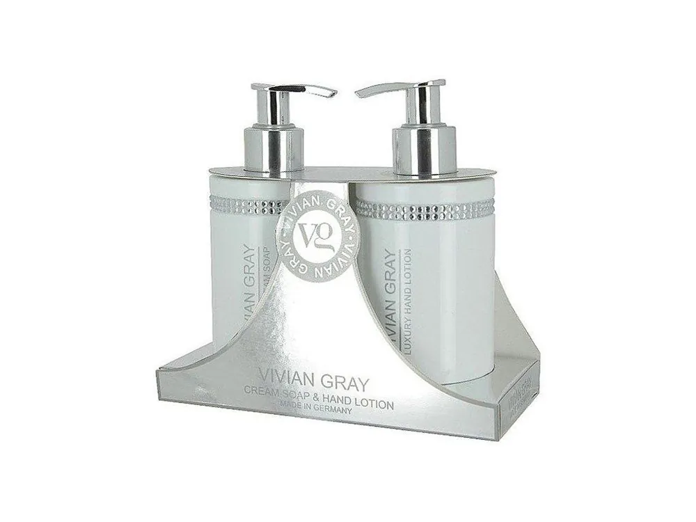 VIVIAN GRAY CRYSTALS WHITE Cream Soap + Hand Lotion 2x250ml - tekuté mýdlo + mléko na ruce Super Cena
