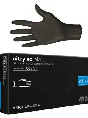 Levný MERCATOR Nitrylex BLACK 100ks M - nitrilové rukavice pro vícenásobné použití - černé