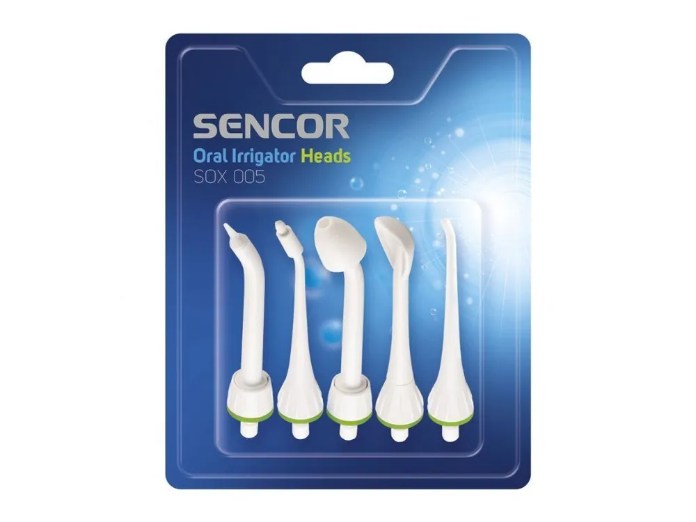 SENCOR SOX 005 Náhradní nástavce pro zubní sprchu SOI 11x - bílo zelené 5ks Expresní Doručení