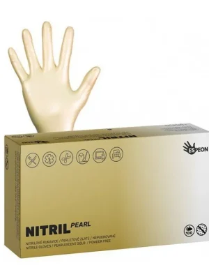 Vysoce Kvalitní ESPEON Nitril Sparkle GOLD 100ks M - nitrilové rukavice pro vícenásobné použití - zlaté