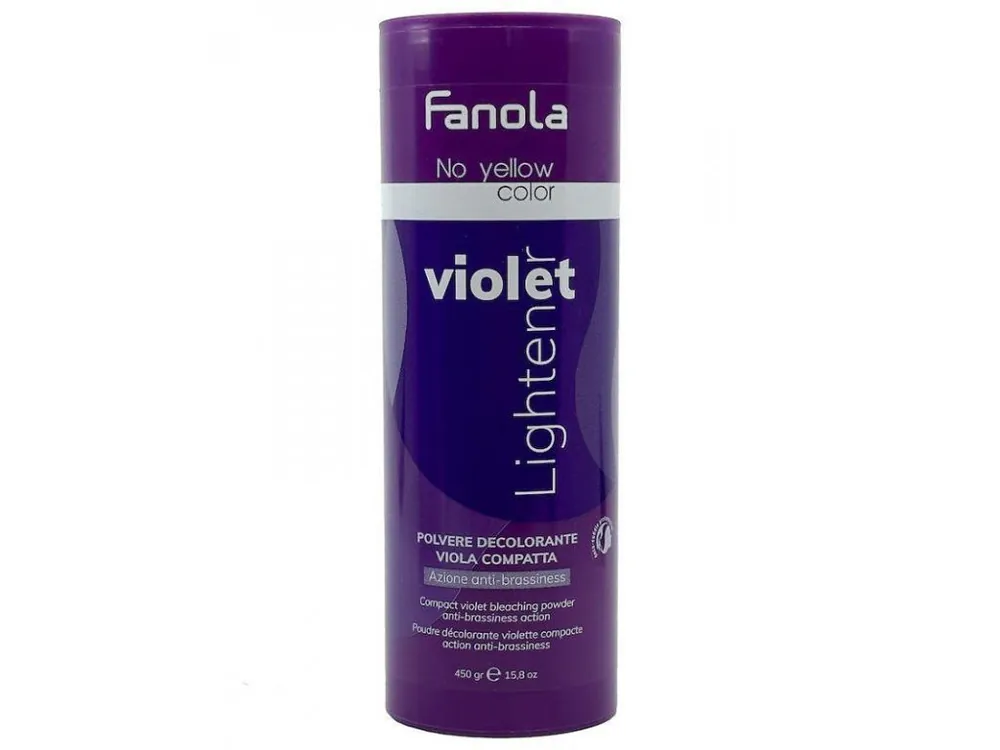 Novinka FANOLA No Yellow Violet Lightener 450g - fialový odbarvovací prášek s anti-žlutým účinkem