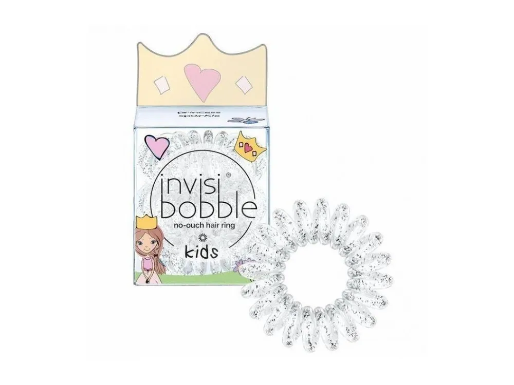 Nejprodávanější INVISIBOBBLE Original Kids Princess Sparkle 3ks - Spirálové gumičky do vlasů - průhledné s glitry