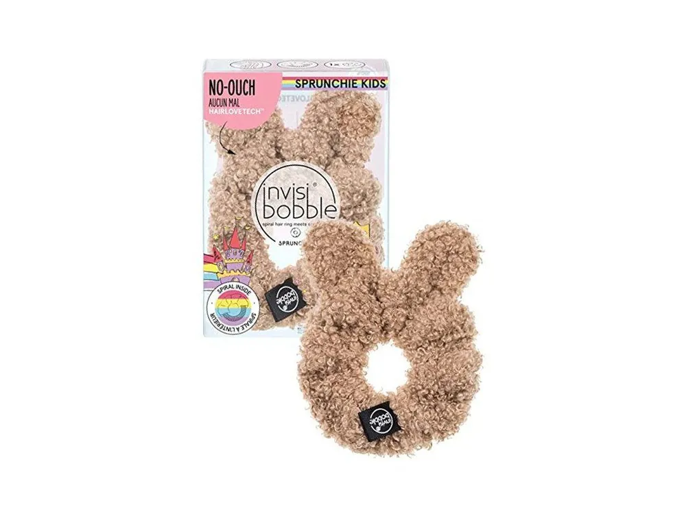 Ověřený INVISIBOBBLE Kids SPRUNCHIE Teddy - Plyšová dětská ozdobná gumička s oušky - hnědá