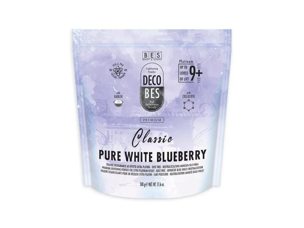 BES Decobes Pure White Blueberry 9+ Platinum 500g - melír s extra platin efektem Akce