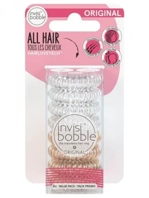 Must-Have INVISIBOBBLE Original Clear Bronze 8ks - Spirálové gumičky do vlasů - průhledné + bronzové