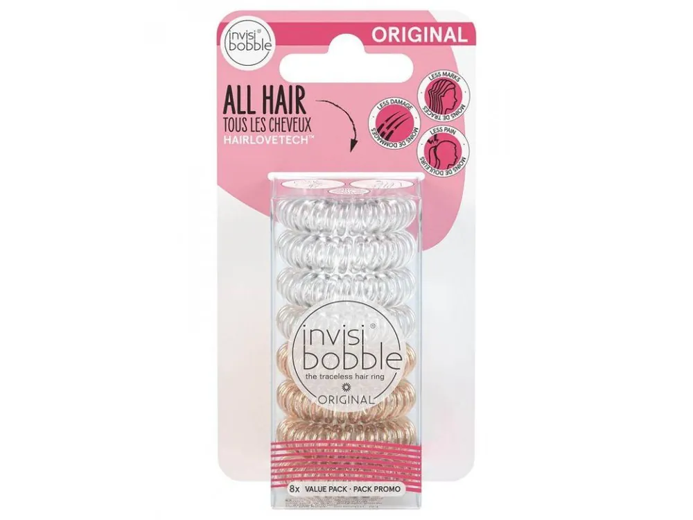 Must-Have INVISIBOBBLE Original Clear Bronze 8ks - Spirálové gumičky do vlasů - průhledné + bronzové