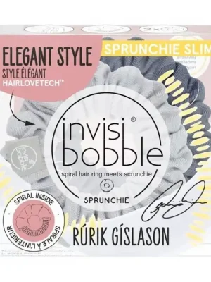 Přímo Od Výrobce INVISIBOBBLE SPRUNCHIE SLIM Rúrik Gíslason 2ks - Látkové gumičky do vlasů - světle a tmavě šedá