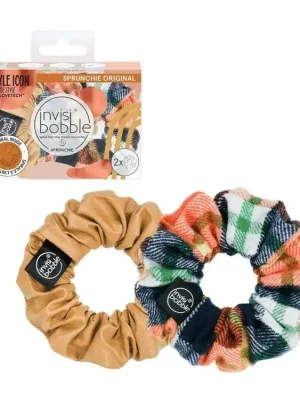 INVISIBOBBLE SPRUNCHIE Fall in Love It's Sweater Time 2ks - Látkové gumičky - béžová + barevná Speciální Cena