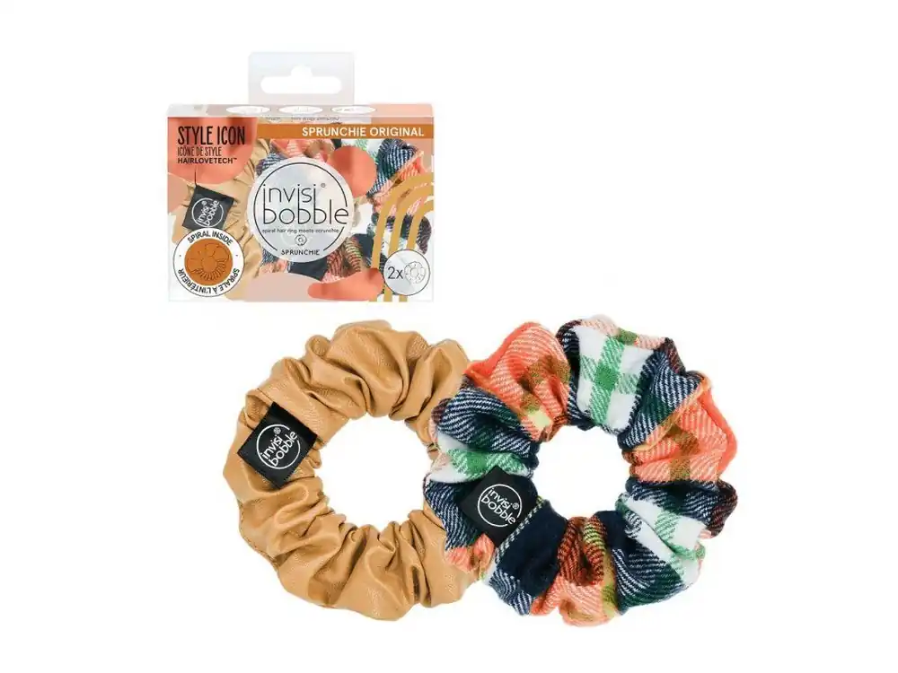 INVISIBOBBLE SPRUNCHIE Fall in Love It's Sweater Time 2ks - Látkové gumičky - béžová + barevná Speciální Cena