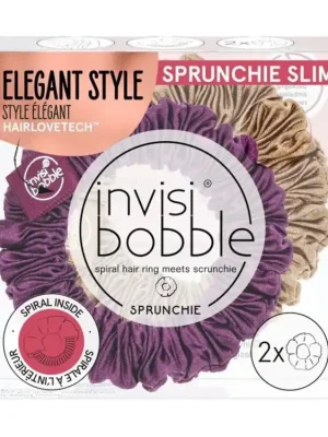 Časově Omezené INVISIBOBBLE SPRUNCHIE SLIM The Snuggle is Real 2ks - Látkové gumičky do vlasů - bronzová a vínová