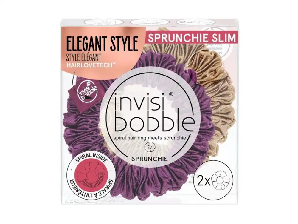 Časově Omezené INVISIBOBBLE SPRUNCHIE SLIM The Snuggle is Real 2ks - Látkové gumičky do vlasů - bronzová a vínová