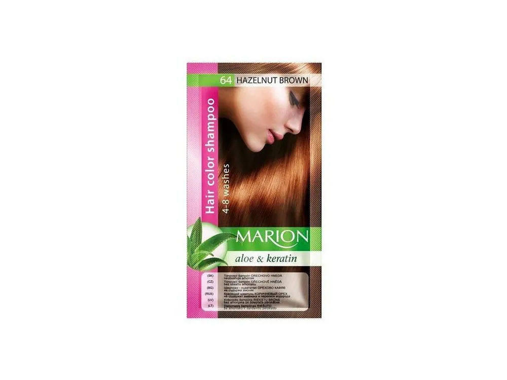 MARION Hair Color Shampoo 64 Hazelnut Brown - barevný tónovací šampon 40ml - oříšková Kup Teď