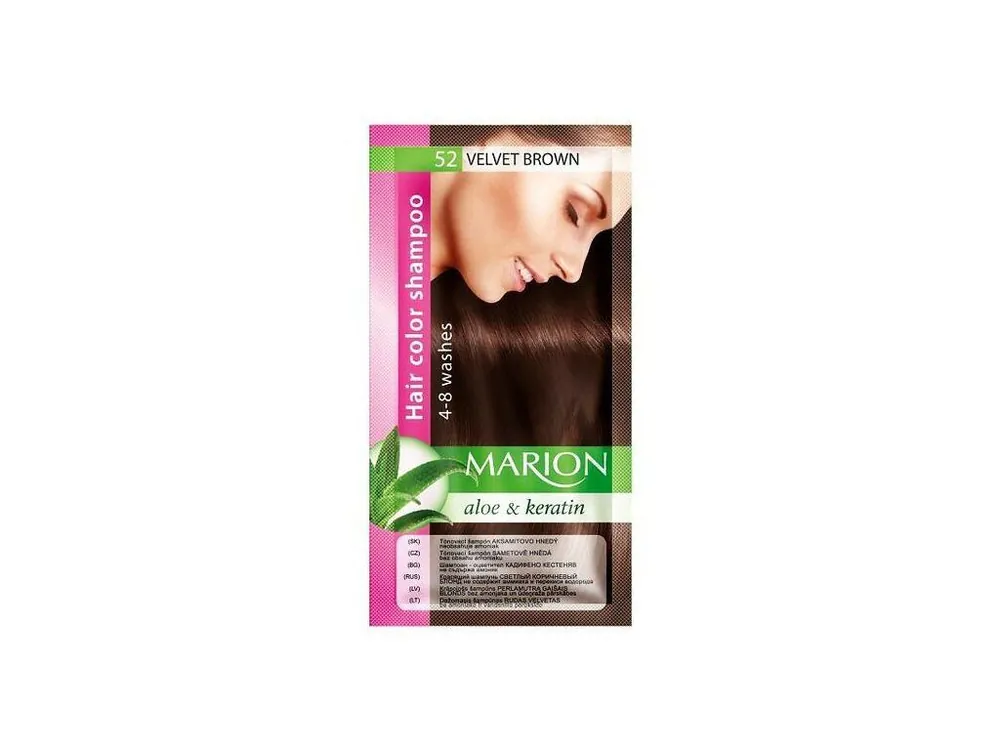 Časově Omezené MARION Hair Color Shampoo 52 Velvet Brown - barevný tónovací šampon 40ml - sametově hnědá
