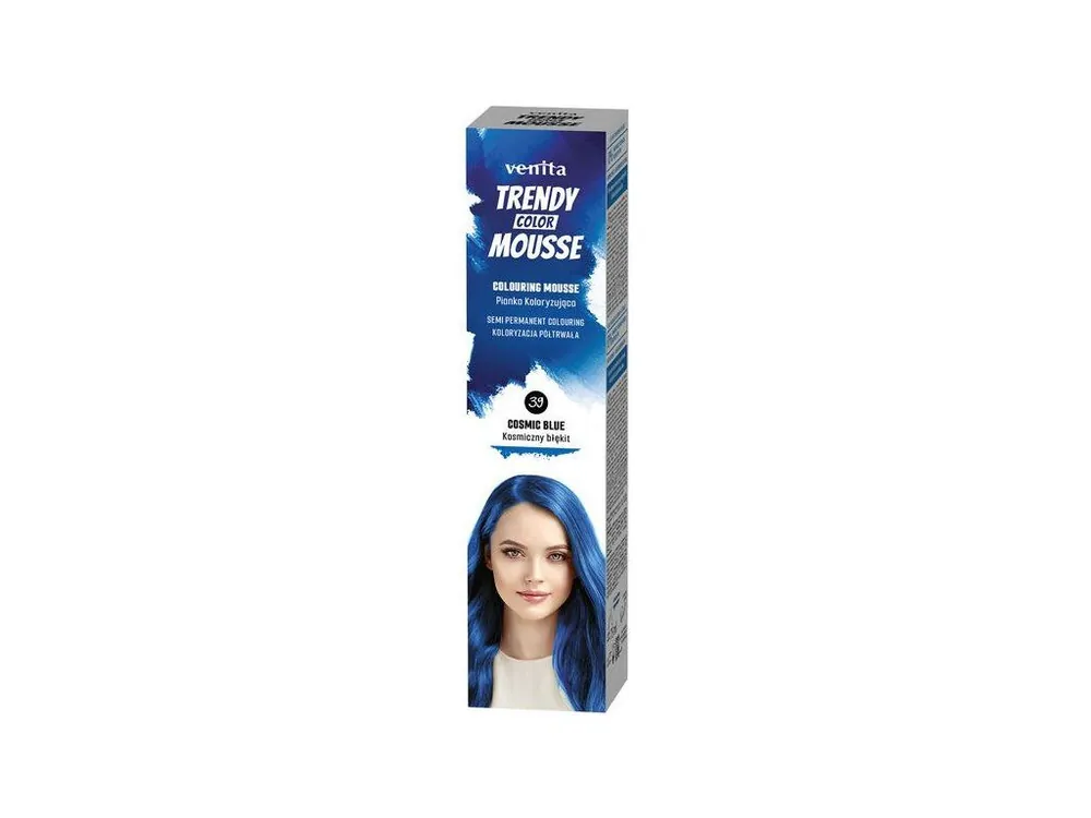 Dokud Zásoby Vydrží VENITA Trendy Color Mousse 39 COSMIC BLUE - barevné pěnové tužidlo 75ml - modré
