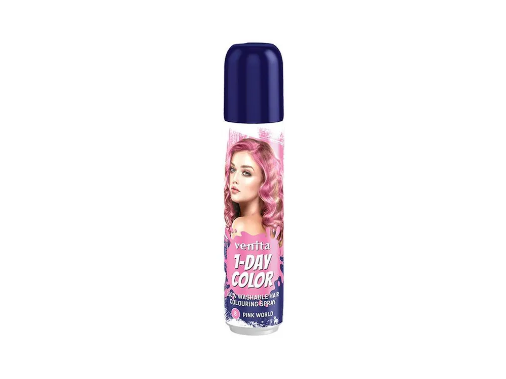 VENITA 1-DAY Colouring Spray 8 PINK WORLD - barevný sprej na vlasy 50ml - růžový Nová Kolekce