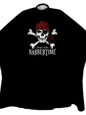 BARBERTIME Crystal Barber Cape - barber pláštěnka pirátský znak - černá Nízká Cena