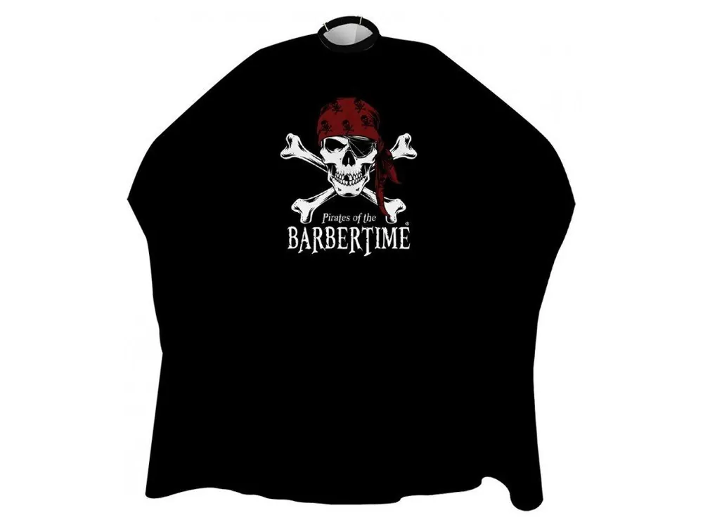 BARBERTIME Crystal Barber Cape - barber pláštěnka pirátský znak - černá Nízká Cena